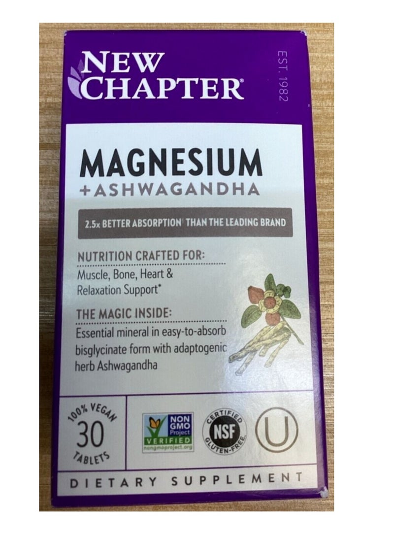 New Chapter Magnesium + Ashwagandha Supplement, 30 capsules - Image 1