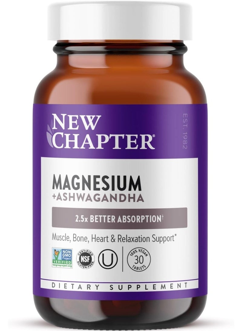 New Chapter Magnesium + Ashwagandha Supplement, 30 capsules - Image 1