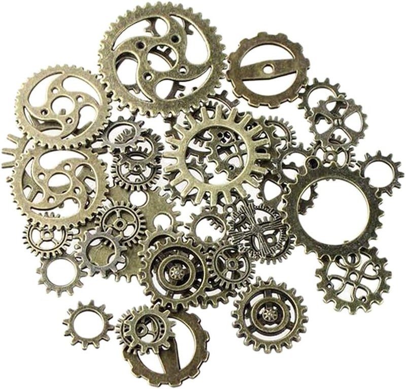klarako 50g Metal Bronze Silver Gold Steampunk Cogs Gears Clock Hand Charms Pendants Antique Bronze, 1040mm - Image 1