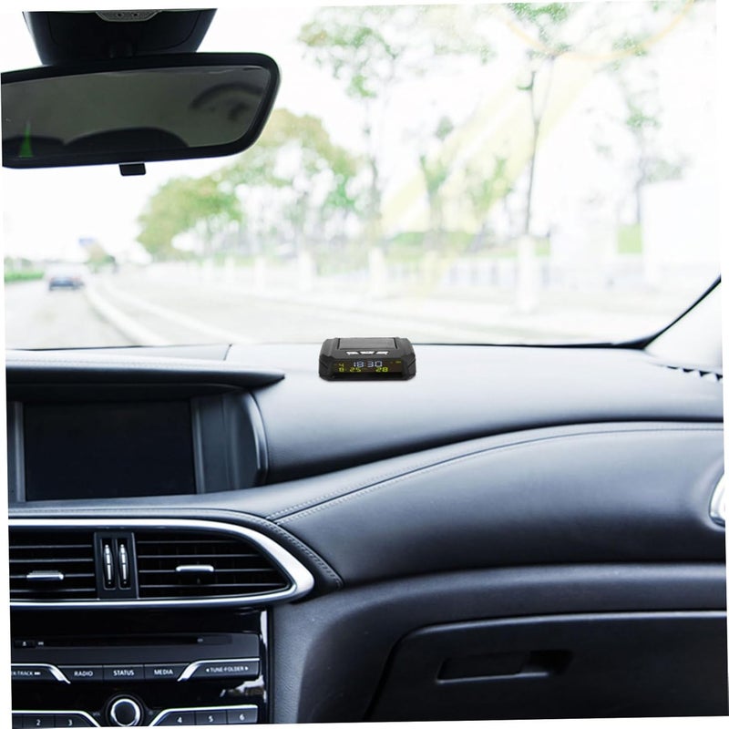PRETYZOOM Solar-Powered Car Temperature Display Digital Clock Auto Thermometer Dashboard Clock for Car Truck Golf Cart Automotive Thermometer - Image 4