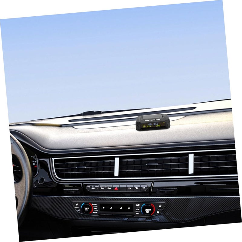 PRETYZOOM Solar-Powered Car Temperature Display Digital Clock Auto Thermometer Dashboard Clock for Car Truck Golf Cart Automotive Thermometer - Image 5