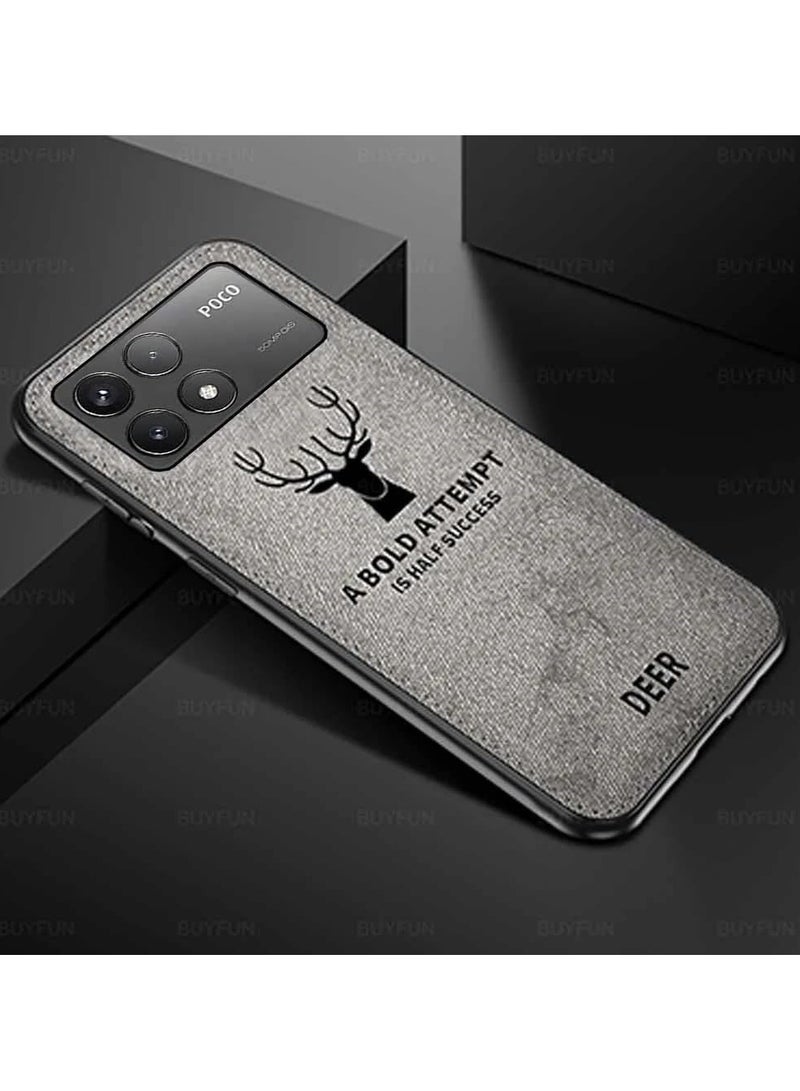 عام Case Compatible with Xiaomi Poco F6 Pro 5G, Ultra-Thin Deer Pattern Leather Back Case Silicone Soft Edge Shockproof Full Body Protective Cover Case - Image 1