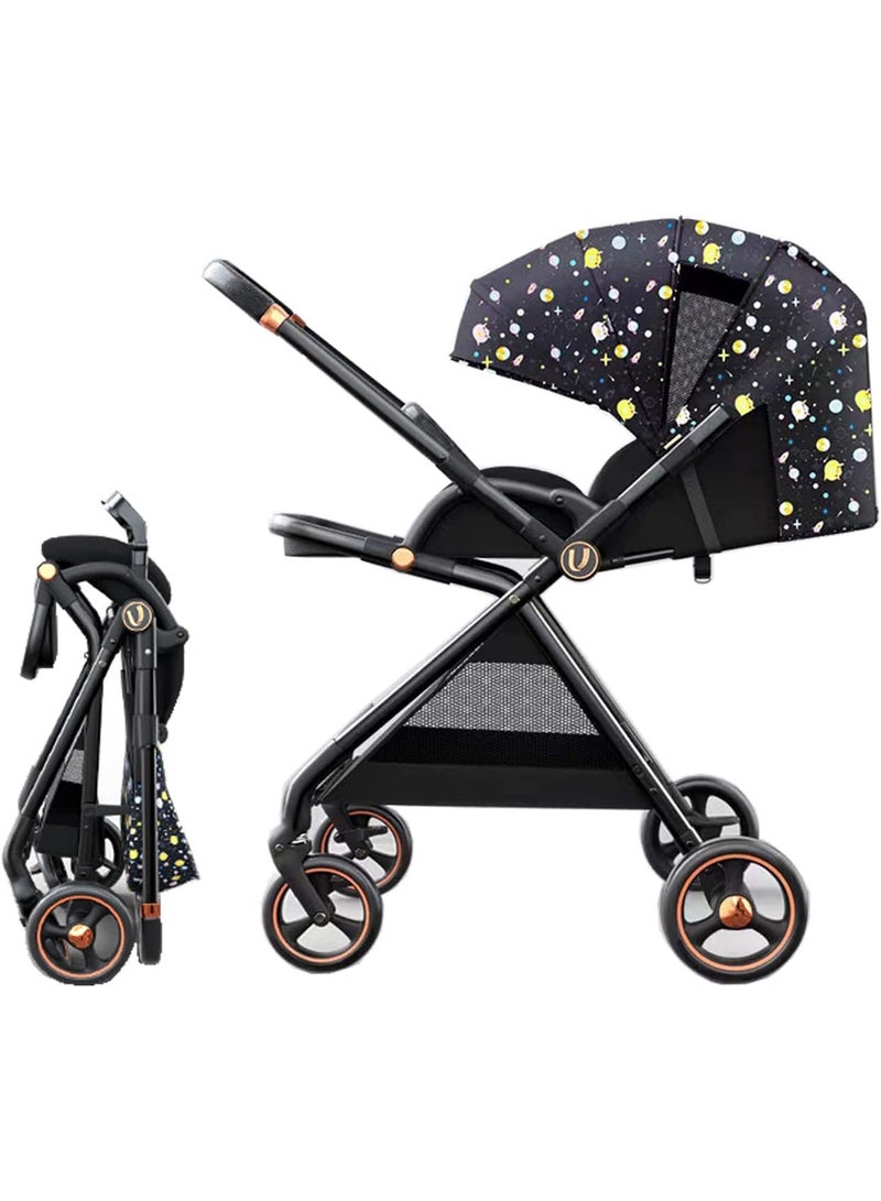 ليموس عربة أطفال مع صينية محمولة وخفيفة الوزن وقابلة للطي، عربة أطفال ثنائية الاتجاه بمقبض قابل للتعديل ومقعد قابل للعكس وسلة تخزين - Image 1