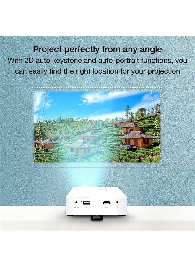 EZCast - J2 300 Lumens 1080P DLP Pico Projector, Portable Outdoor Movie Projector for Camping & Business Trip, Built-in Battery & Speaker, Supports Netflix, 100" Displays, Airplay, Compatible w/HDMI, USB - Image 1