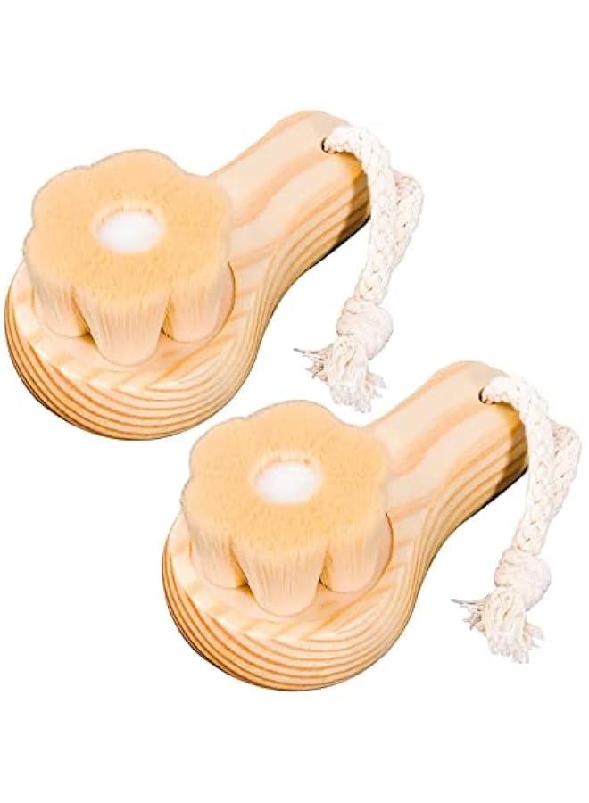 BWSJ 2 Wooden Handle Facial Exfoliation Brush for Deep Pore Cleansing Soft Scrubbers for Skin Cleaning Men and Women - Image 1
