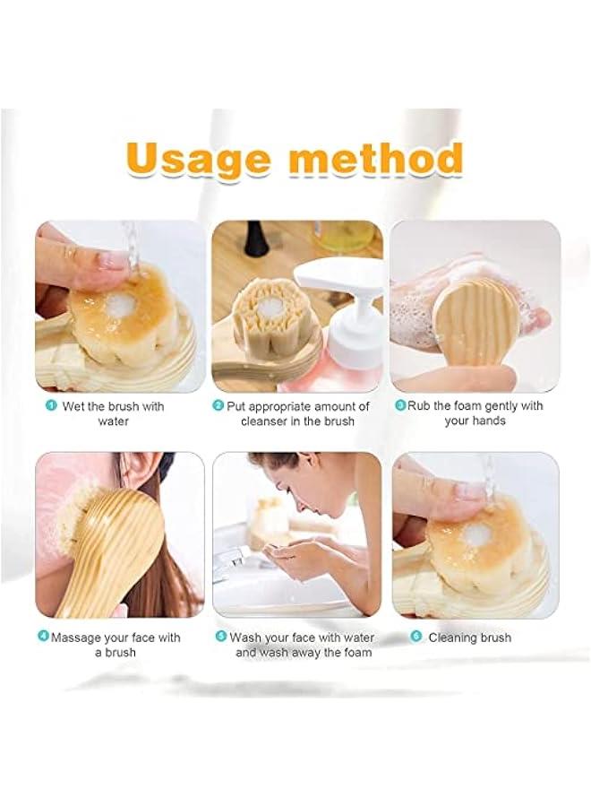 BWSJ 2 Wooden Handle Facial Exfoliation Brush for Deep Pore Cleansing Soft Scrubbers for Skin Cleaning Men and Women - Image 2