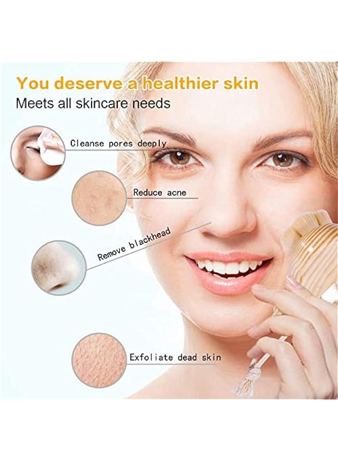 BWSJ 2 Wooden Handle Facial Exfoliation Brush for Deep Pore Cleansing Soft Scrubbers for Skin Cleaning Men and Women - Image 3