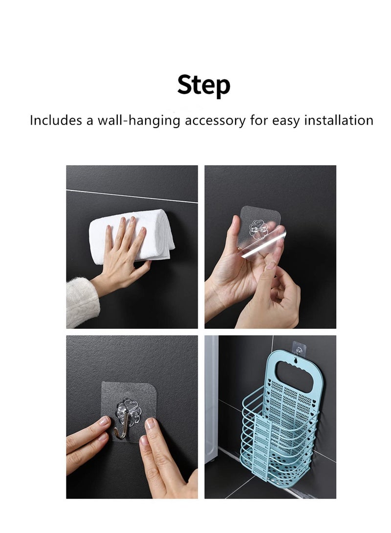 SYOSI Collapsible Laundry Basket, Hanging Laundry Basket with Handle Storage Basket, Plastic Dirty Laundry Basket for Organizing Home, Clothes, Towels, Dorm (Blue) - Image 4