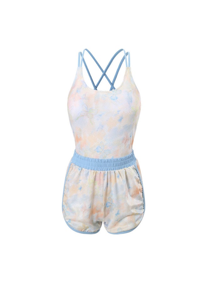 Generic New Halo Dye Floral Gradient Slimming High-end Sports Racing Swimming Pool Special Conjoined Two-piece Swimsuit For Women 