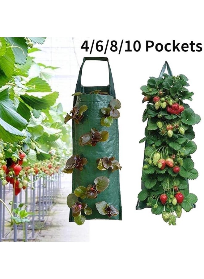 Generic 4/6/8/10 Pockets Planting Bags Wall Hanging Vertical Garden Strawberry Plant Grow Bags Planter Pot Potato for Veg Herbs Flower 