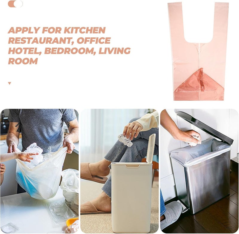 SHOWERORO Disposable Thickened Garbage Bags 10 Rolls 200pcs Flat Open Mouth Trash Bags Rose Gold for Home Office Kitchen Wastebasket Rubbish - Image 3