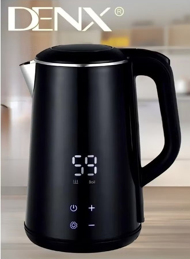 Denx 1.6L Stainless Steel Kettle, Mini Kettle, Set Temperature to 45°C-100°C, Auto Shut-Off, Dry Boil Protection, Overheat Protection, 1500W, Black - Image 1
