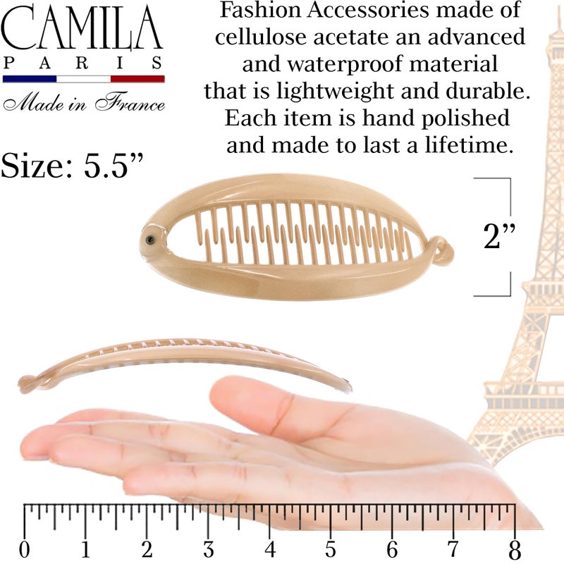 Camila Paris CP2889 French Large Banana Clip Hair Comb, Classic Banana Clips Hair for Thick Hair Ponytail Holder Interlocking Styling Clips for Women Made in France - Image 4