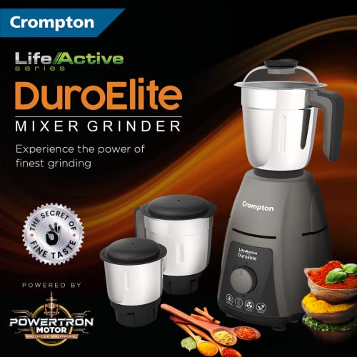 Crompton DuroElite 800Watt Mixer Grinder with Motor Vent-X Technology (3 Stainless Steel Jars, Mettalic Finish) - Image 2