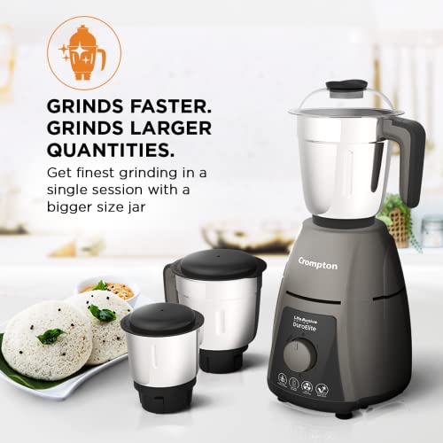 Crompton DuroElite 800Watt Mixer Grinder with Motor Vent-X Technology (3 Stainless Steel Jars, Mettalic Finish) - Image 3