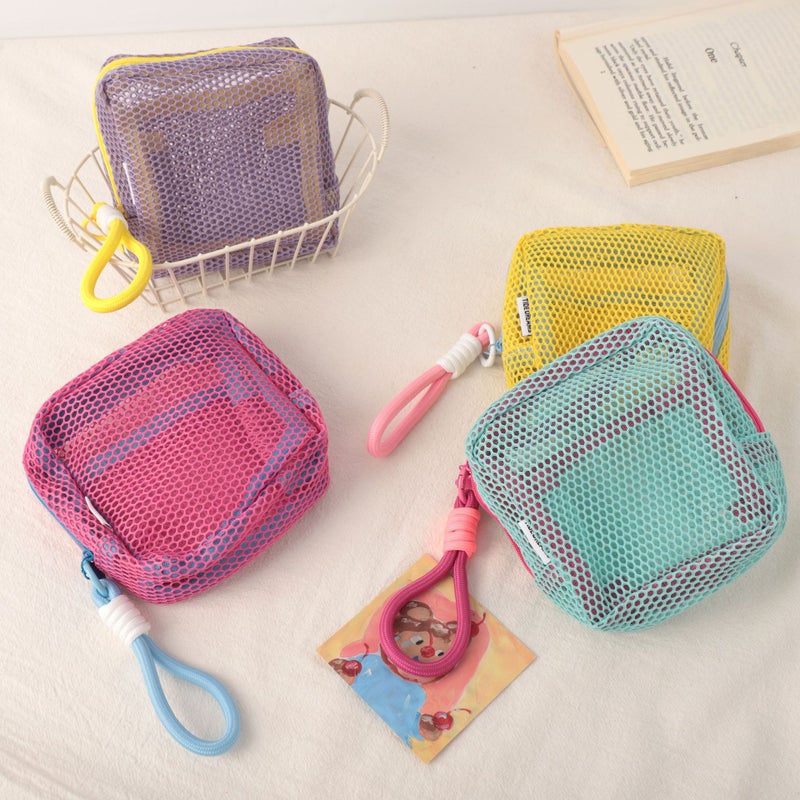 New Dopamine Color Tofu Bag Large-Capacity Cosmetic Bag Portable Cosmetic Grid Storage Bag - Image 4