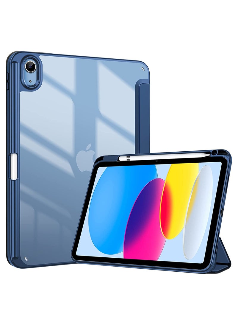 Procases Case With Pencil Holder 2022 Ipad 10.9 Inch Case Clear Transparent Back Shell Trifold Protective Case Shockproof Cover - Image 1