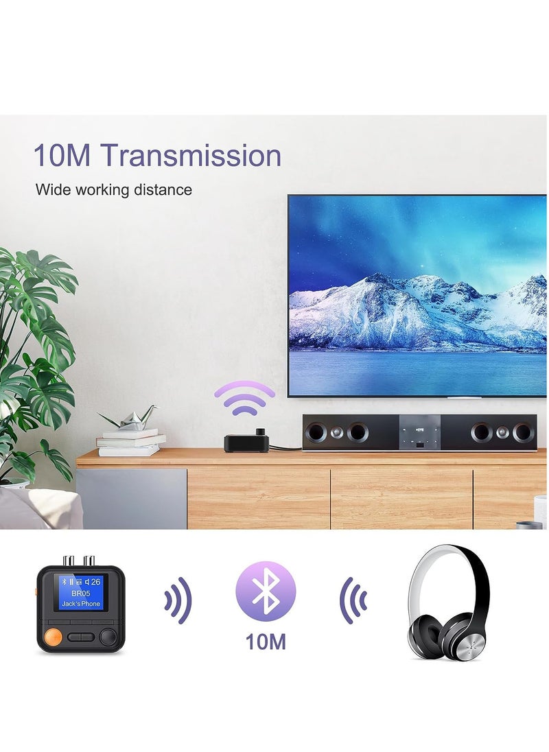 SYOSI - Bluetooth 5.2 Transmitter Receiver, HiFi Bluetooth Audio Adapter with Display, Wireless Audio Adapter for Music Streaming Sound System, Headphones, TV, Support TF Card/RCA/3.5mm AUX Output - Image 1