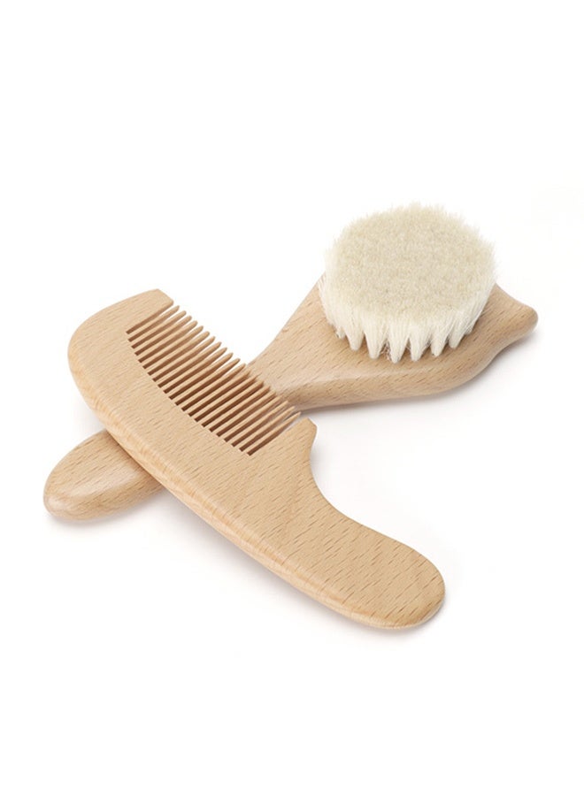 Little Cat Baby Brush and Comb Set -Nature Lotus Wood with Soft Goat Bristle and Pear Wood Comb for Newborns & Toddlers, Ideal for Cradle Cap  - Image 2