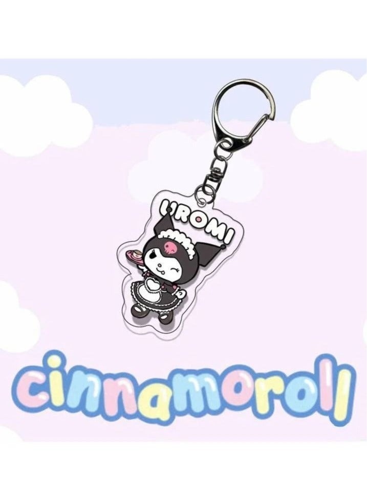 6pcs/set Cute Cartoon Kuromi Keychain Holder Key Chain Car Keyring Mobile Phone Bag Hanging Jewelry Kids Gifts Melody Pendant - Image 5