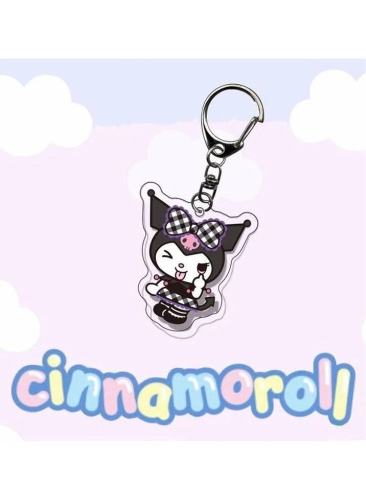 6pcs/set Cute Cartoon Kuromi Keychain Holder Key Chain Car Keyring Mobile Phone Bag Hanging Jewelry Kids Gifts Melody Pendant - Image 2