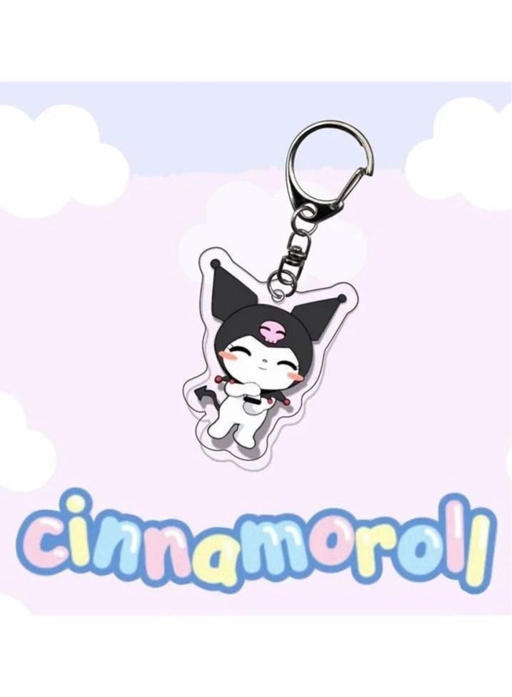 6pcs/set Cute Cartoon Kuromi Keychain Holder Key Chain Car Keyring Mobile Phone Bag Hanging Jewelry Kids Gifts Melody Pendant - Image 4