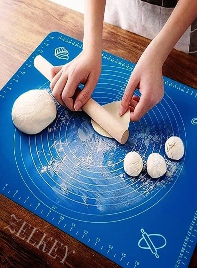 B W Large Silicone Pastry Mat with Measurements, Non-Stick Baking Mat, Rolling Dough Mat with Guide Marks, Reusable Kitchen Counter Mat. - Image 1