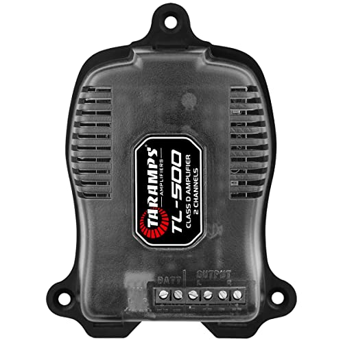 Taramp's مضخم صوت تارامب TL 500 بقوة 90 واط RMS عند 2 أوم، 2x 45 واط RMS، 2 قنوات فئة D، مضخم صوت للسيارة، ستيريو، نظام A.R.T، تفعيل تلقائي، 8 ~ 16 فولت DC، أسود، صغير - Image 1