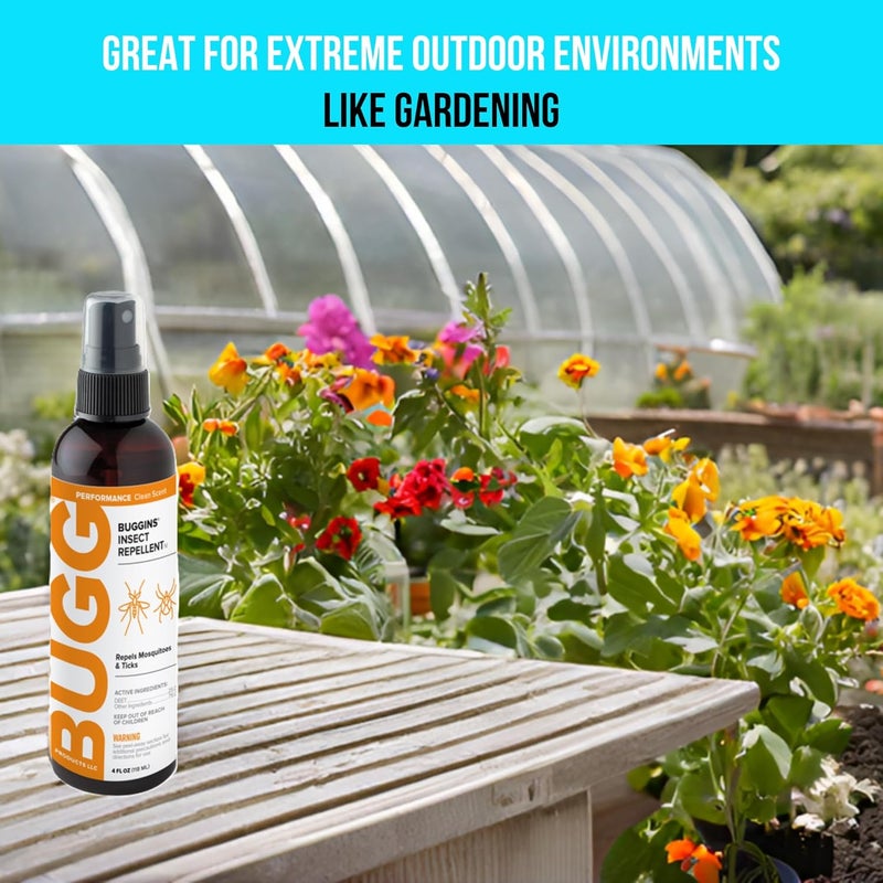 Buggins IV Performance - Insect Repellent - Mosquitoes, Gnats, Ticks, and Biting Flies, 25% DEET, Powdery Scent - 4 oz Pump Spray Bottle - Image 3