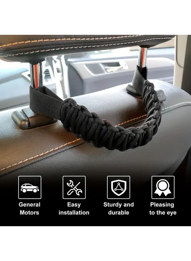 2Pcs Heavy Duty Universal SUV Truck Headrest Armrest Covers With Rolling Rod Grips Black - Image 4