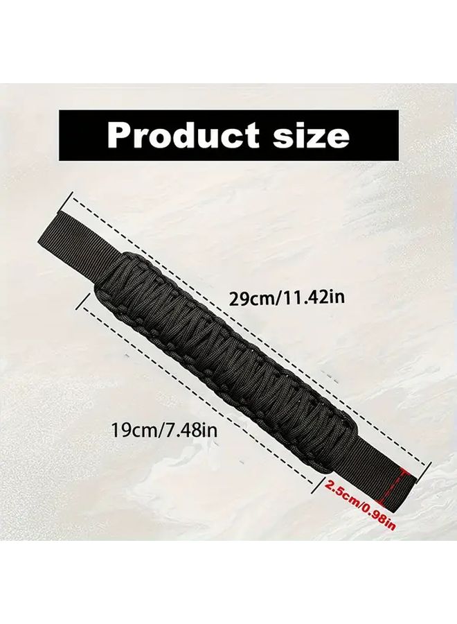 2Pcs Heavy Duty Universal SUV Truck Headrest Armrest Covers With Rolling Rod Grips Black - Image 2