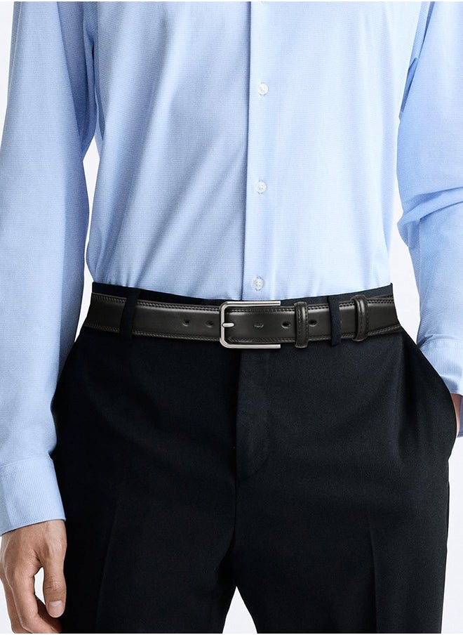 SENDEFN Premium Men's Belt - Handcrafted Scratch Resistant Cowhide With Classic Pin Buckle (1.4") Black  - Image 2