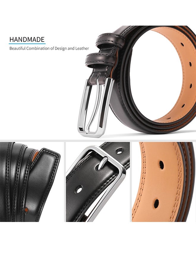 SENDEFN Premium Men's Belt - Handcrafted Scratch Resistant Cowhide With Classic Pin Buckle (1.4") Black  - Image 4