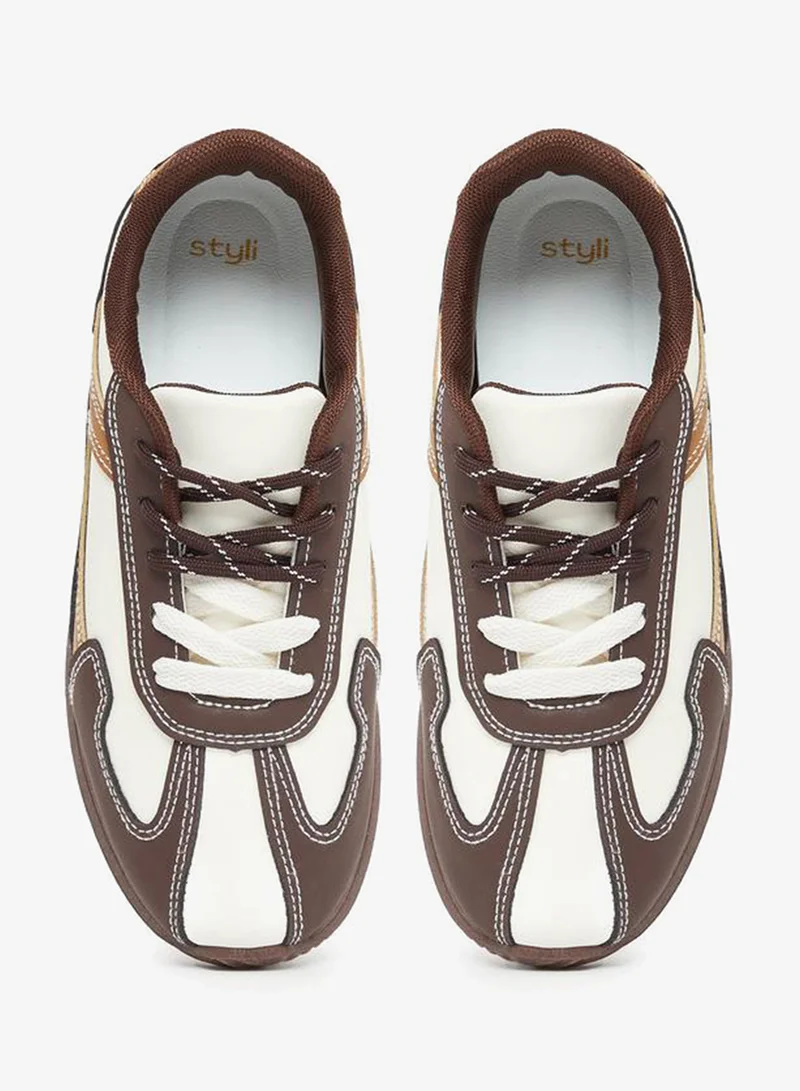 Styli Active Color Block Lace Up Sneakers