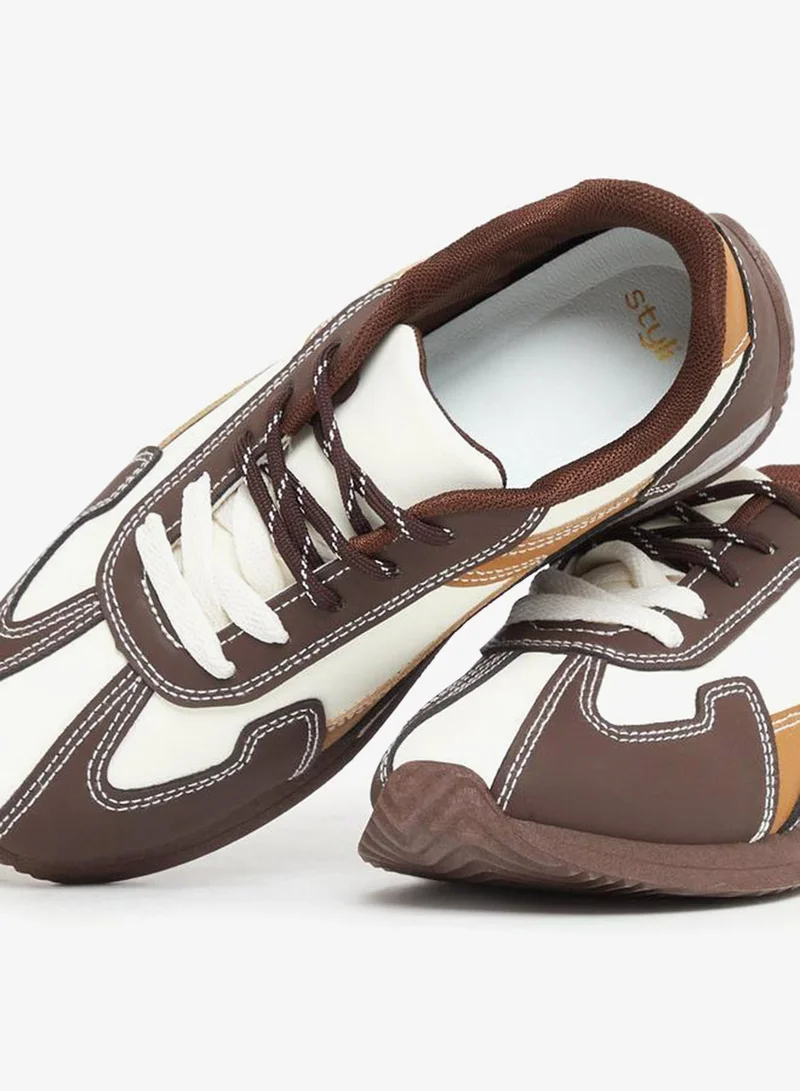 Styli Active  Color Block Lace Up Sneakers for Women | Best Price UAE