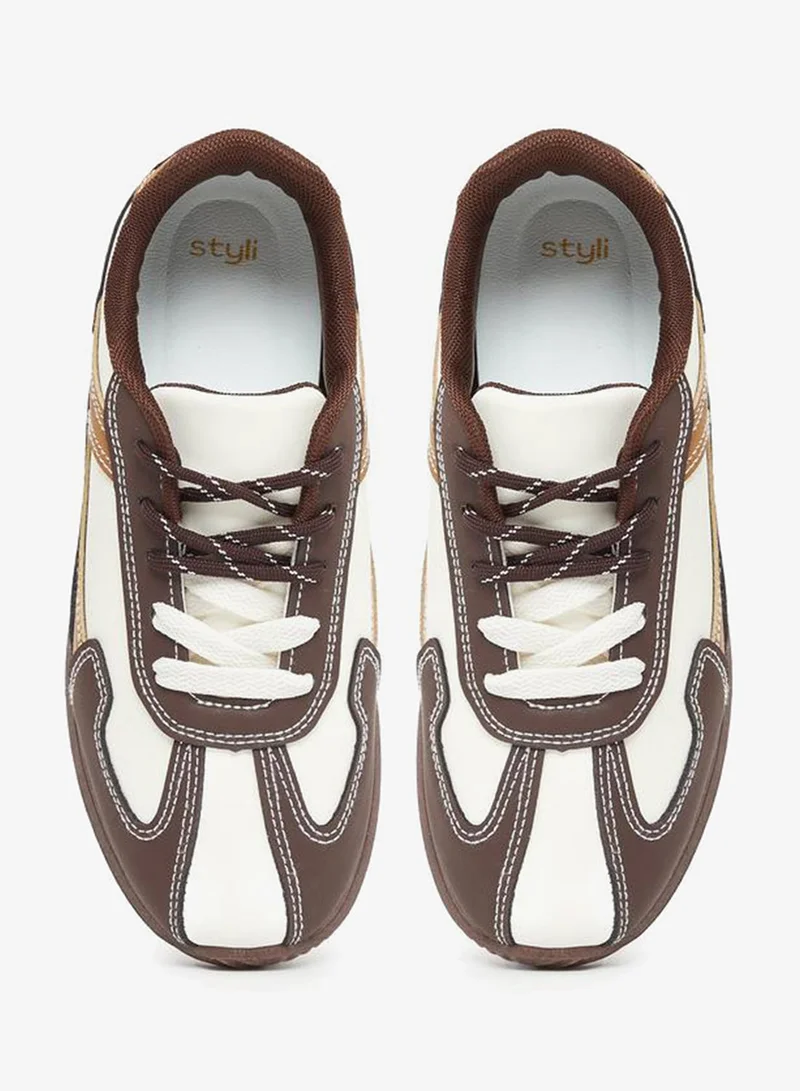 Styli Active  Color Block Lace Up Sneakers for Women | Best Price UAE
