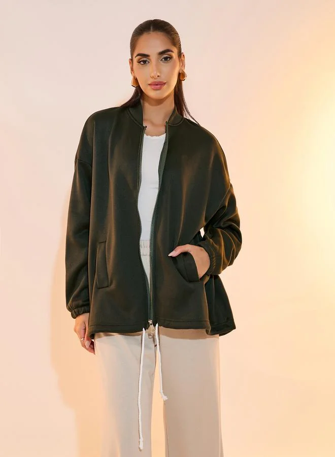 Tokyo Talkies Tokyo Talkies Collared Long Sleeve Bomber Jacket