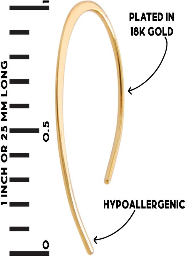 هامبل شيك نيويورك أقراط حلقية مقلوبة أنيقة وبسيطة - أقراط حلقية خفيفة الوزن مضادة للحساسية، مصنوعة من سلك معدني، بتصميم إبرة متدلية، مناسبة للنساء، آمنة على الأذنين الحساسة، مقاس 1 بوصة - مطلية بالذهب عيار 18 قيراطًا - Image 4