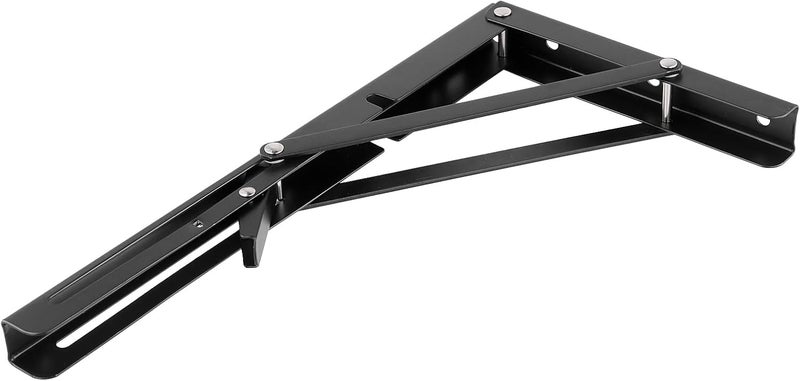 SHEUTSAN 10PCS 12 Inches Folding Shelf Brackets Black Foldable Shelving Brackets Wall Mounted for Living Room Kitchen - Image 4