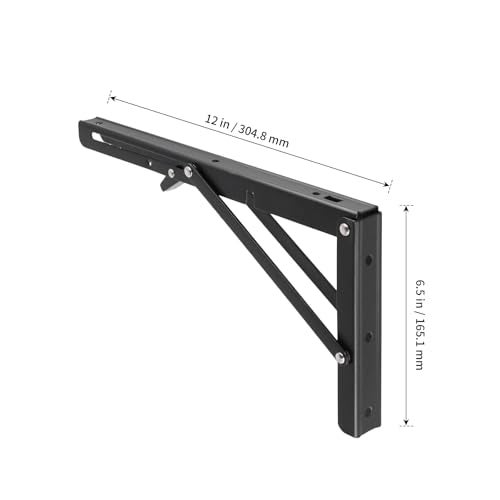 SHEUTSAN 10PCS 12 Inches Folding Shelf Brackets Black Foldable Shelving Brackets Wall Mounted for Living Room Kitchen - Image 3