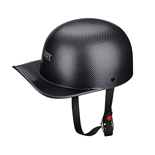 Woljay Vintage Open Face Motorcycle Helmet Retro Baseball Cap Half Helmets Men Women for Scooter Moped Cap Street Cruiser Jet - DOT Certified (X-Large, Matte Carbon Fiber) - Image 2
