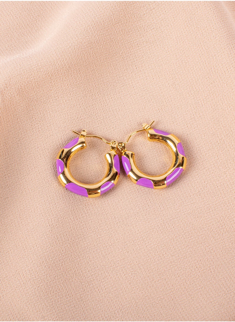 The Black Pearl Accessories - Stainless Steel Golden Purple Earring - Image 1