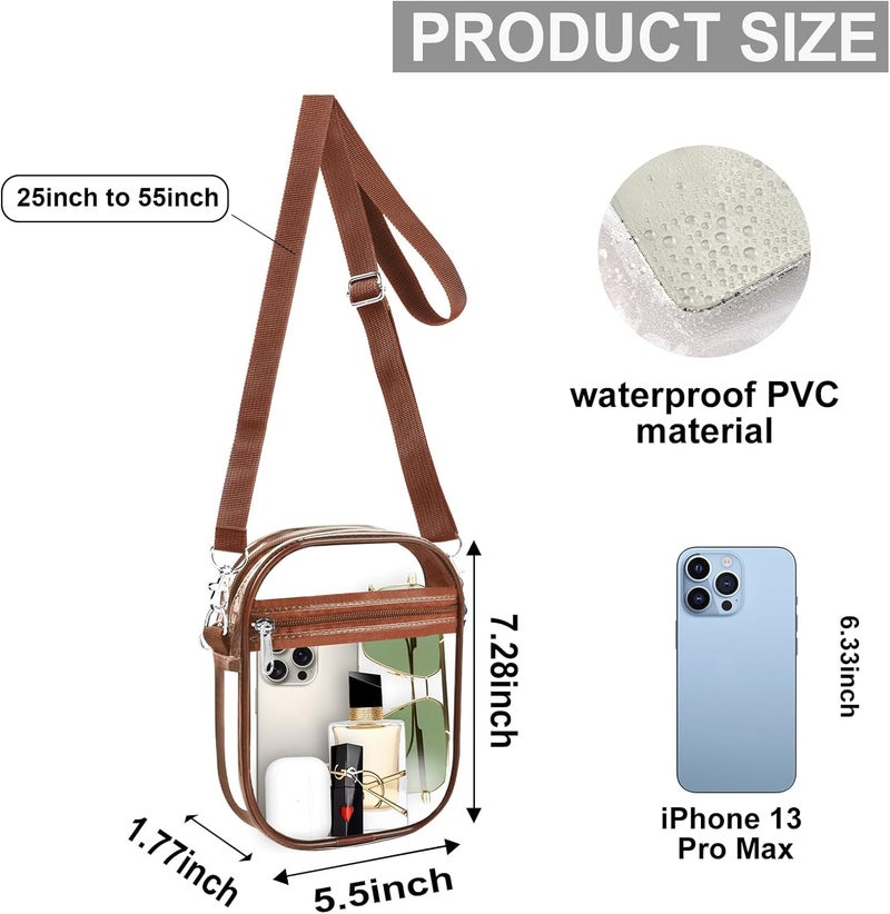 Fibrdoo Clear Crossbody Purse Bag, Clear Bag Stadium Approved with Front Pocket for Concerts Sports Festivals - Image 2