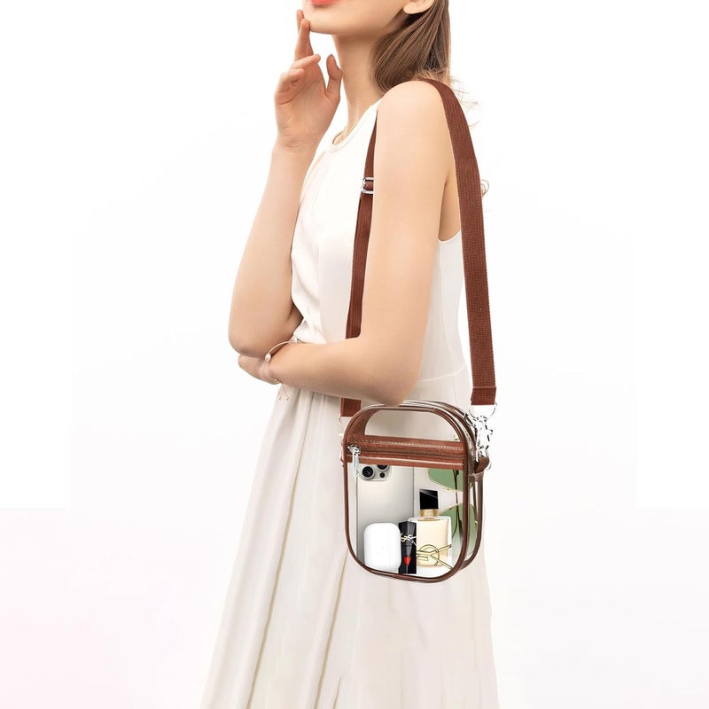 Fibrdoo Clear Crossbody Purse Bag, Clear Bag Stadium Approved with Front Pocket for Concerts Sports Festivals - Image 1