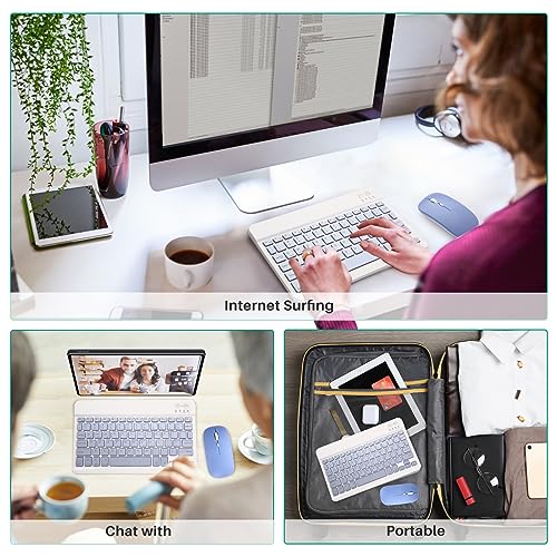 Guiheng Bluetooth Keyboard and Mouse Combo for iPad - Rechargeable Wireless Keyboard & Mouse with 7-Color Backlit Compatible with iPad 9th/8th Gen, iPad Pro/Air/Mini, iPhone14/13/12 Pro, (10 inch Purple) - Image 2