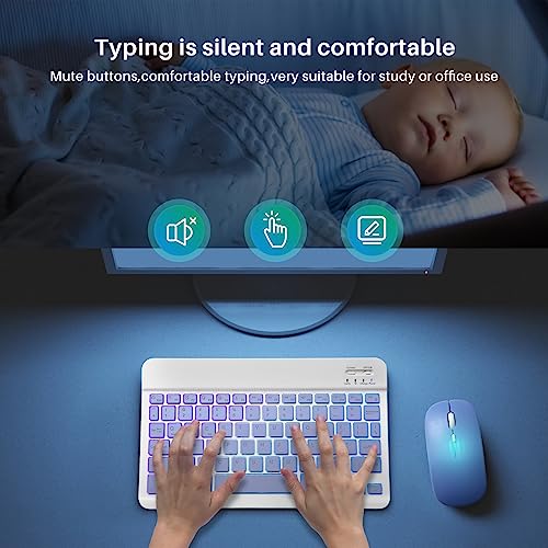 Guiheng Bluetooth Keyboard and Mouse Combo for iPad - Rechargeable Wireless Keyboard & Mouse with 7-Color Backlit Compatible with iPad 9th/8th Gen, iPad Pro/Air/Mini, iPhone14/13/12 Pro, (10 inch Purple) - Image 3