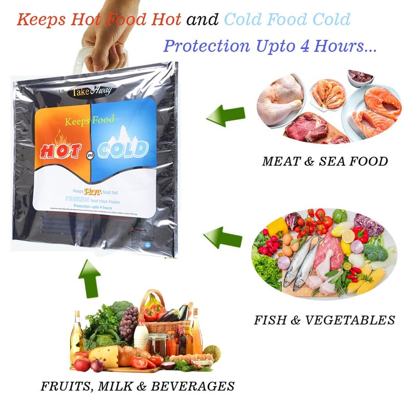 Take Away Hot and Cold Small Bag for Food Storage, Reusable Thermal Bag, Aluminium Foil bag (3 Layer Protection, Size – 35 x 30 cm) (Pack of 9 Bags) - Image 2