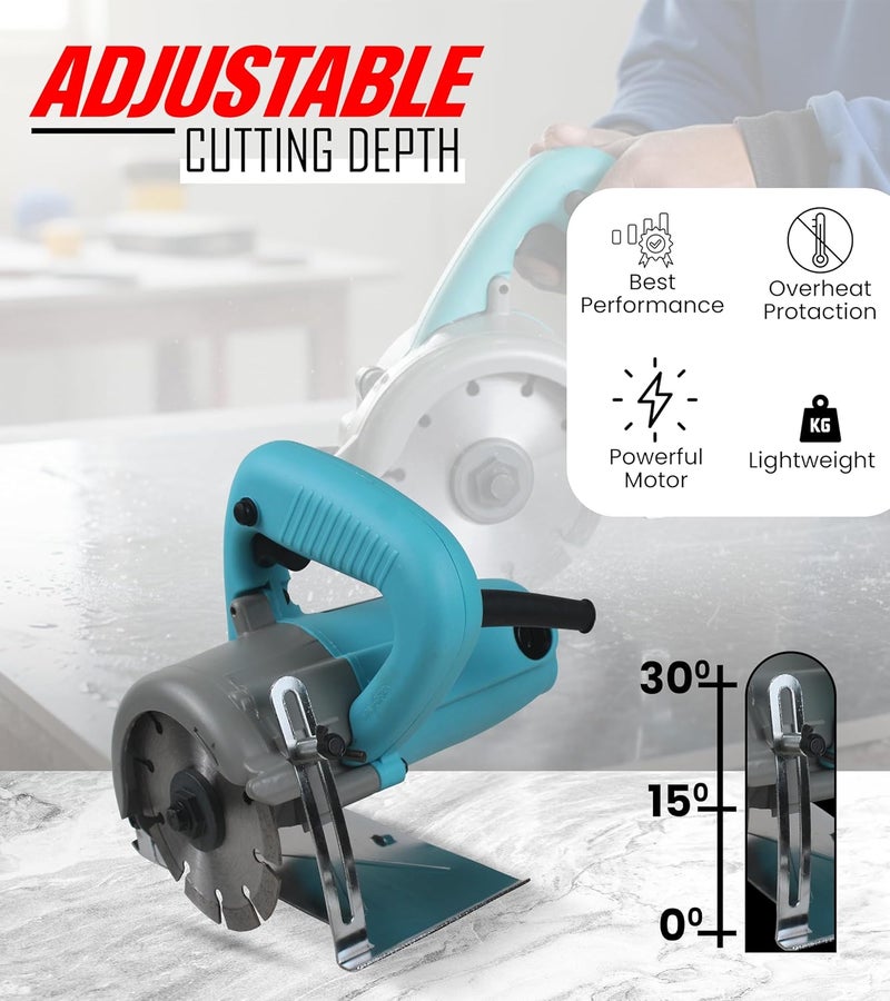 OMXE Marble Cutter Machine 1550W, 4-Inch (110mm) Disc, 11,000 RPM | Adjustable Cutting Depth, Low Vibration Electric Cutter for Marble, Tile, Granite, Wood & Metal - Image 4