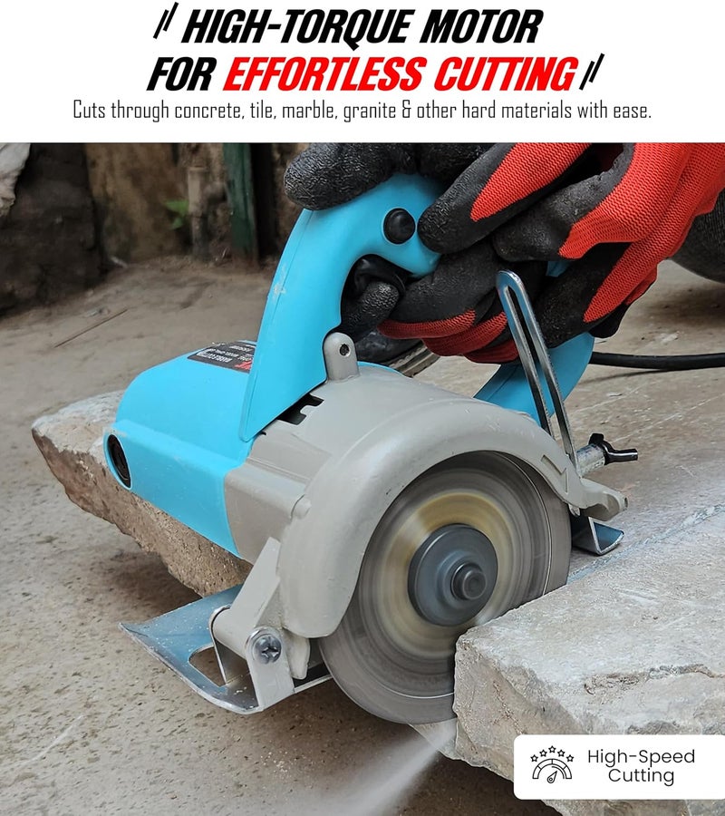 OMXE Marble Cutter Machine 1550W, 4-Inch (110mm) Disc, 11,000 RPM | Adjustable Cutting Depth, Low Vibration Electric Cutter for Marble, Tile, Granite, Wood & Metal - Image 3