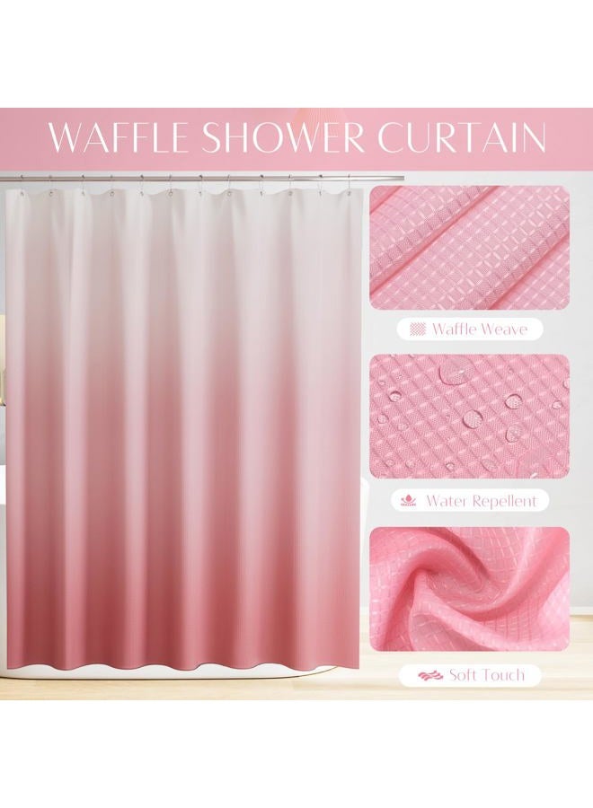 WSBArt 32PCS Bathroom Accessories Set Bathroom Set,Pink Shower Curtain Set,Bath Towel Set,Hand Towel,Toilet Brush,Trash Can & 3PCS Soap Dispenser - Image 3